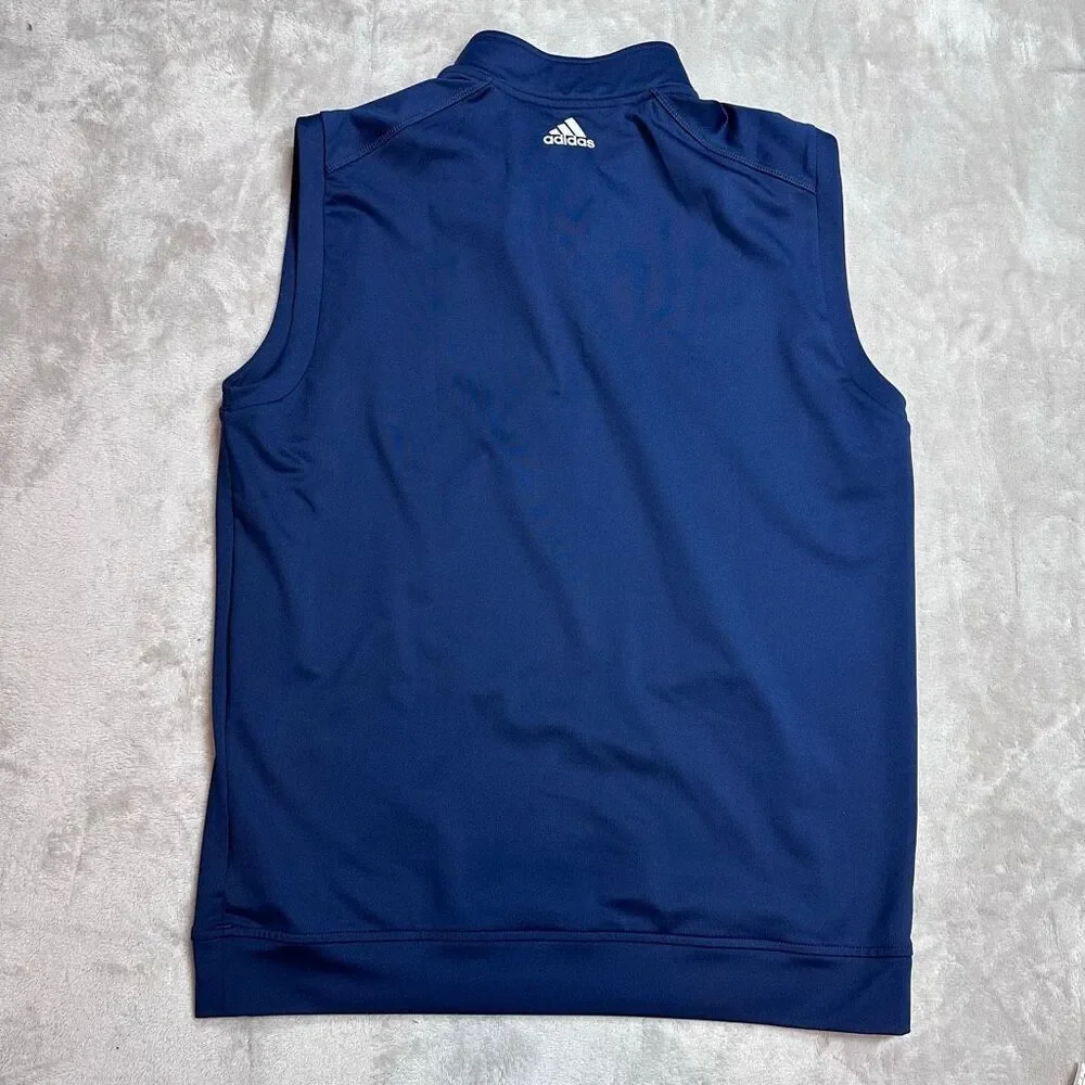 Adidas~Men's~Golf Vest Performance 1/4‎ Zip Pullover Navy Blue Sleeveless~Size M